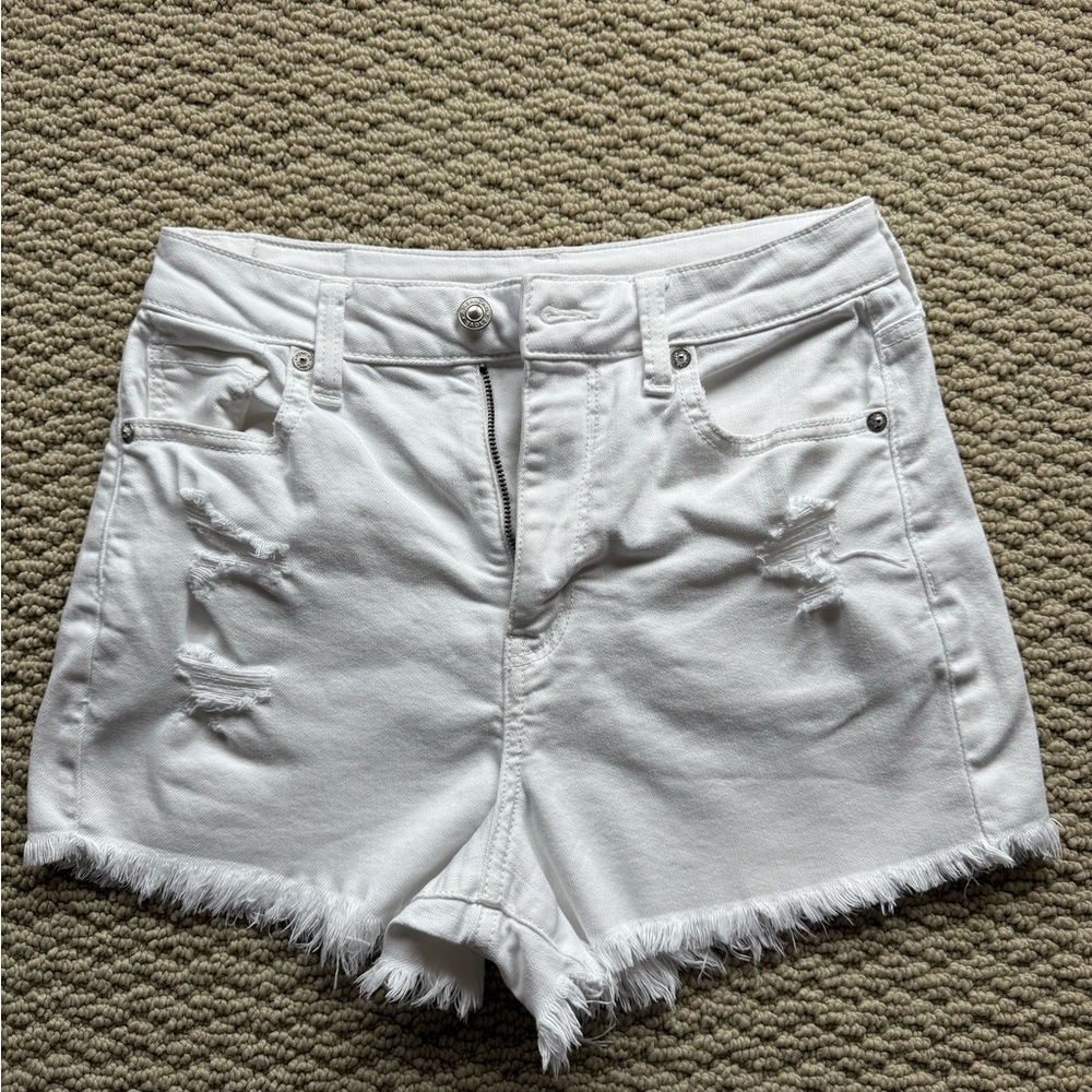 American Eagle Outfitters White Frayed Jean Shorts